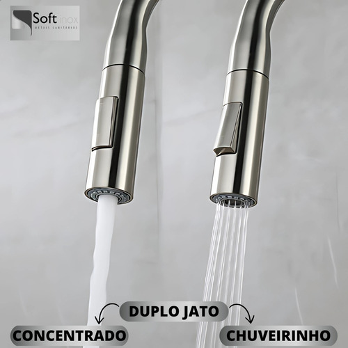 Kit soft inox cuba pia cozinha gourmet aço inox 60x40 con torneira escovada monocomando e acessórios
