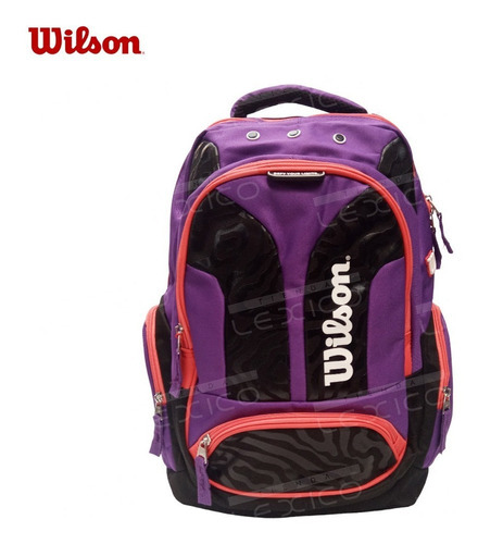 Mochila 18 PuLG. Wilson 65.010580 Poliéster 100% C/bolsillos Color Negro/violeta (vi