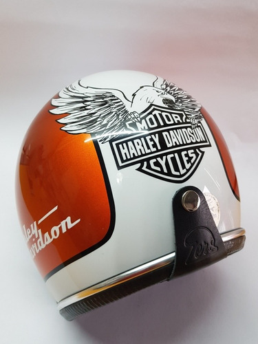 Imagem 1 de 4 de Capacete Old School Harley Davidson Rebaixado Com Viseira 