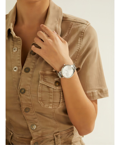 Relógio feminino Guess Sparkling Rose GW0242l1 cor prata