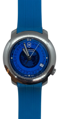 Reloj Victorinox V7 00 Azul Cristal De Zafiro Coleccionable Bisel Plateado