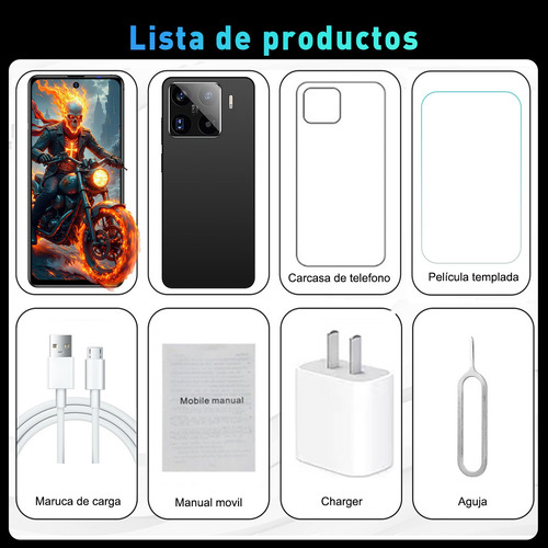 Teléfono Celular Negro Y10 Dual Sim 256 Gb + 12 Gb Ram 6.8 Pulgadas Android 14 Full Hd 4g Carga Rápida 6500 Mah With Facial And Huella Con Gps Bluetoo