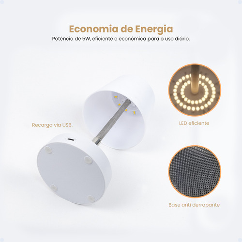 Luminária Abajur De Mesa Led Touch Quarto Estudo Leitura Lâmpada Moderna Recarregável Shopthis