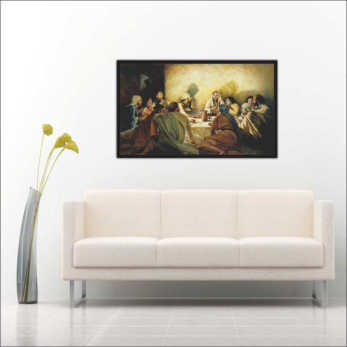 Quadro Decorativo Santa Ceia Jesus Apóstolos Com Moldura Gg