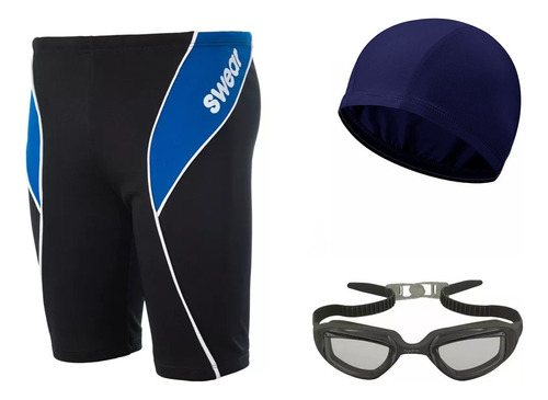 Malla Natacion Hombre Jammer Gorro Antiparras Adulto Kit