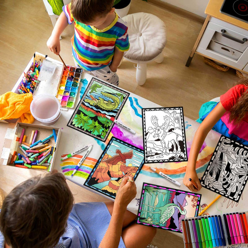 Pósteres Para Colorear Y Bolígrafos De Acuarela De Los Parqu