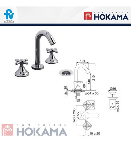 Combo Baño Griferia Fv Completo Plus Casa Moderno Canillas