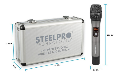 Imagen 3 de 3 de Microfonos Inalambricos 70m Alcance Uhf Con Maleta Steelpro