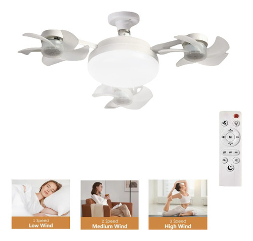 Ventilador De Techo Inteligente Led E27 2 En 1 Ajustable Con