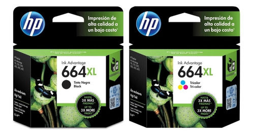 Pack Tinta Hp 664xl Negro + Tricolor 1115/2135/4535/4675