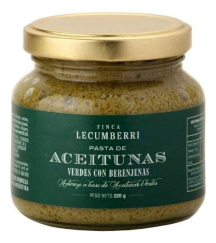 Pasta Aceituna Verde C/berenjena Finca Lecumberri 2 X 220gr