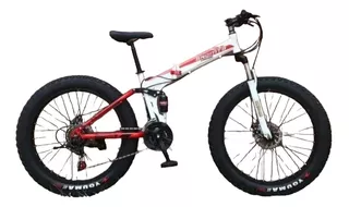 Bicicleta De Montaña Plegable Llanta Ancha Blanco/rojo