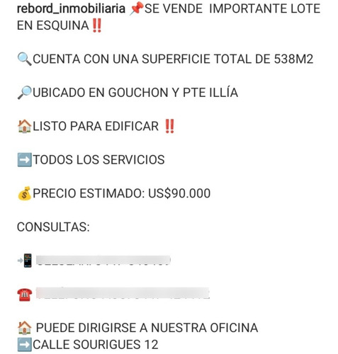 Se Vende Importante Lote En Esquina