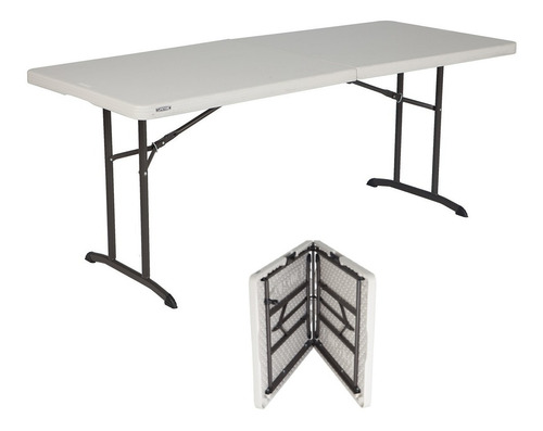 Mesa Plegable Lifetime 182cm Portafolio 1.82m Con Agarradera Color Blanco