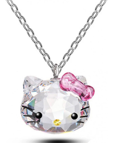 Collar Con Dije Hermoso De Hello Kitty De Cristal 