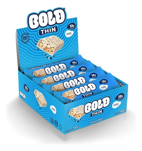 12 Bold Thin Cookies E Cream Barra Proteína Zero 40g