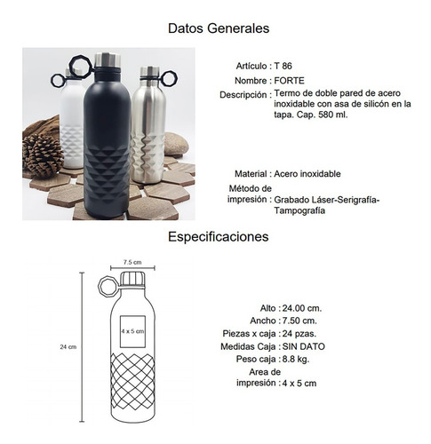 Imagen 6 de 10 de Termo De Doble Pared Con Asa De 580 Ml