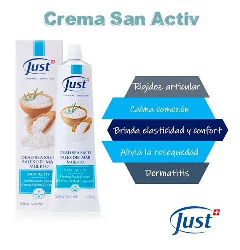 Imagen 5 de 6 de Crema San Activ Producto Swiss Just Con Sales Del Mar Muerto
