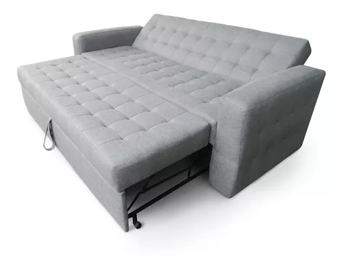 Sofa cama Plegable Matrimonial en Lino Gris Oxford con Portavasos Mobydec  Mobydec Ankor Sofa cama Plegable minimalista