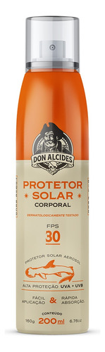 Protetor Solar Coroporal 30fps 200ml Jato Seco Don Alcides