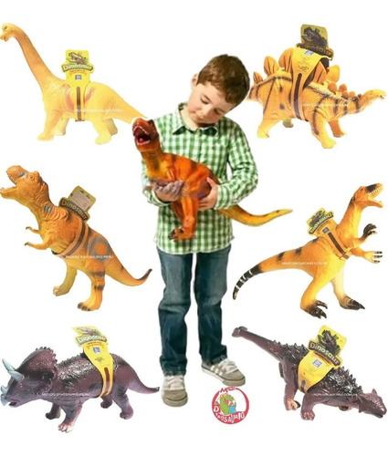 Imagen 1 de 8 de Dinosaurios Grandes Juguete Sonido Niños Colección Completa