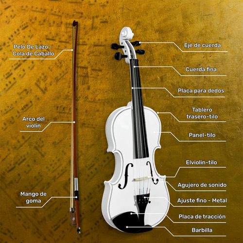 Violin 4/4 Incluye Arco Brea Estuche Acustico Blanco