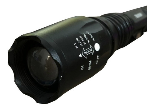 Lanterna Tática Recarregavel Super Forte T6 C/ Zoom Cor da lanterna Preta Cor da luz Branca