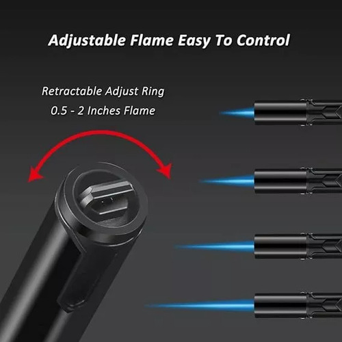 OXYGLOW Encendedor De Antorcha A Prueba De Viento Encendedor De Gasrecargable De Butano De Un Solo Chorro Para Vela, Soldadura, Parrillas, Velas Y Campamentos (negro)
