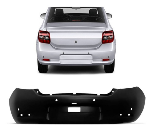 Parachoque Traseiro Logan Preto 14 15 16 17 18 19 Com Sensor