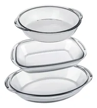 Comprar Set Juego 3 Fuentes Asaderas Sempre Vidrio Templado Horno