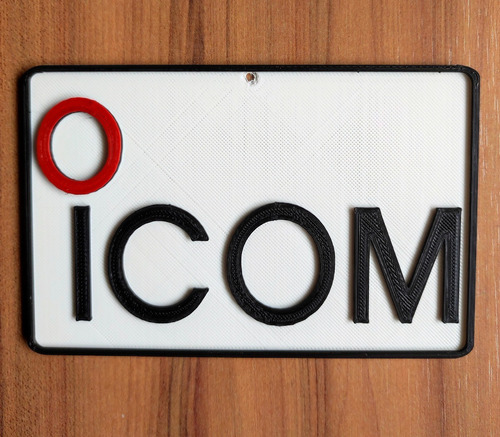 Placa Logotipo Icom Radioamador Impressão 3d 14x9cm