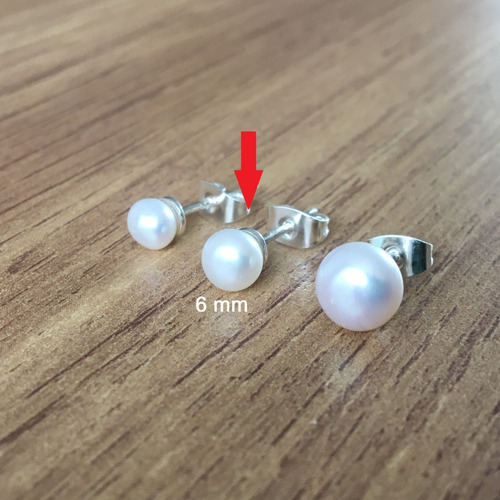 Imagen 6 de 10 de Broqueles Perla Natural 6mm Y Plata 925 Mujer/niña Agalea