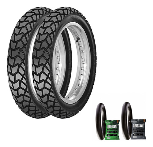 Par Pneu Maggion 90/90-19 + 110/90-17 +2 Camaras Bros Crosse