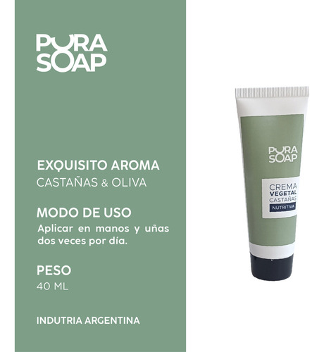 Crema Nutritiva Para Manos Castañas Pura Soap