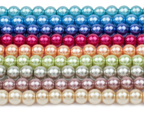 Perla 6mm Variedad Colores 720pz 10 Hilos Pulseras Collares