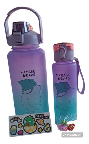 Kit Duo Termo Botella De Agua Motivacional 2 Litros Y 900ml 