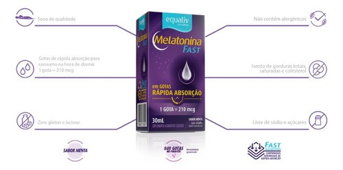 Melatonina Fast Equaliv Em Gotas 30ml Sabor Menta - Equaliv