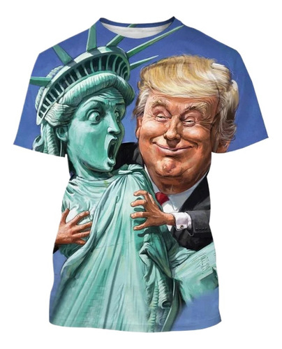 Camiseta De Manga Corta Con Estampado 3d Donald Trump