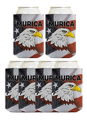 4 De Julio Funny Can Coolie Murica Eagle Calvo American Flag