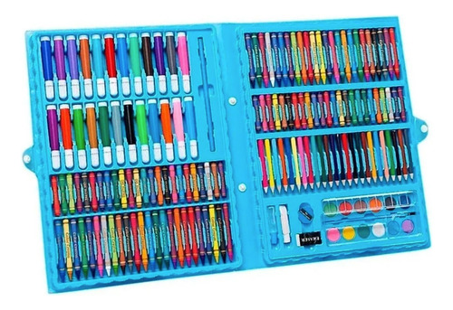 Set De Arte Incluye 168 Lapices Y Maleta Color Celeste