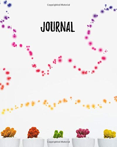 Journal Blank Lined Notebook 8x10 Rainbow Cactus Succulent