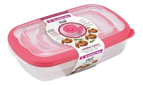comprar Set X3 Recipiente Hermético Rectangular San Remo Flor