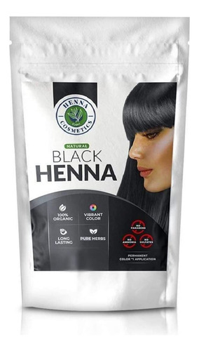 Tinte Natural Henna Para El Cabello, 50g Puro Color Negro