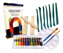 Comprar Kit Porcelana Fría, Pinturas, Pinceles, Estécas.