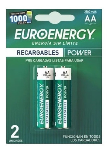 Pilas Recargables Euroenergy Aa 2500 Mah Capacidad Real Lh