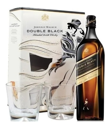 Whisky Johnnie Walker Double Black 750ml Estuche Y 2 Vasos
