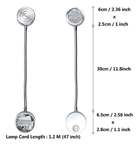 Luces De Lectura Led De Pared, Cuello De Cisne