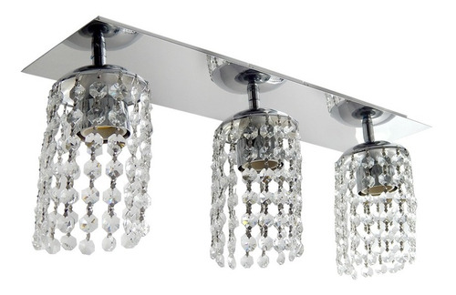 Lampara Plafon Lluvia Cairel Cristal 3 Luces Cromo Deco