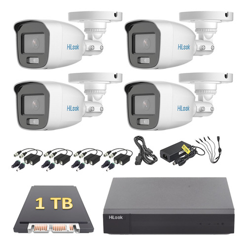 Kit Turbohd 2mp Hilook 4 Cámaras Colorvu Micrófono 1tb Bal