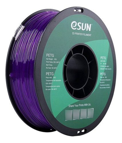 Filamento Esun Petg 1kg 1.75mm Impresora 3d Color Purple
